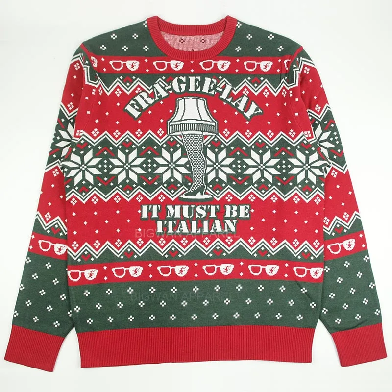 2023 Custom LOGO OEM & ODM christmas sweater jacquard long sleeve knitwear crew neck cheap funny ugly christmas sweatshirt