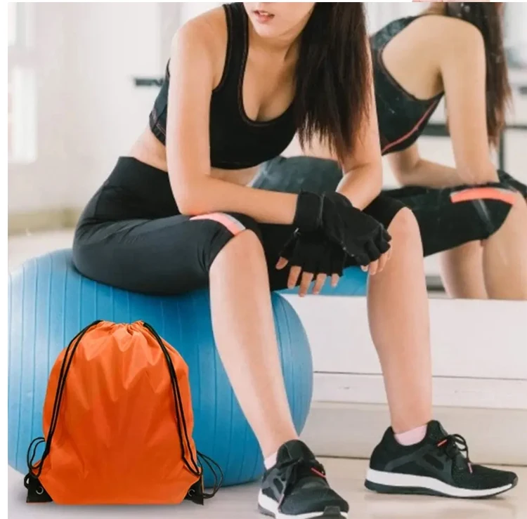 Custom Durable Reusable Polyester sports Draw String Bags Nylon Drawstring Backpack with personal logo