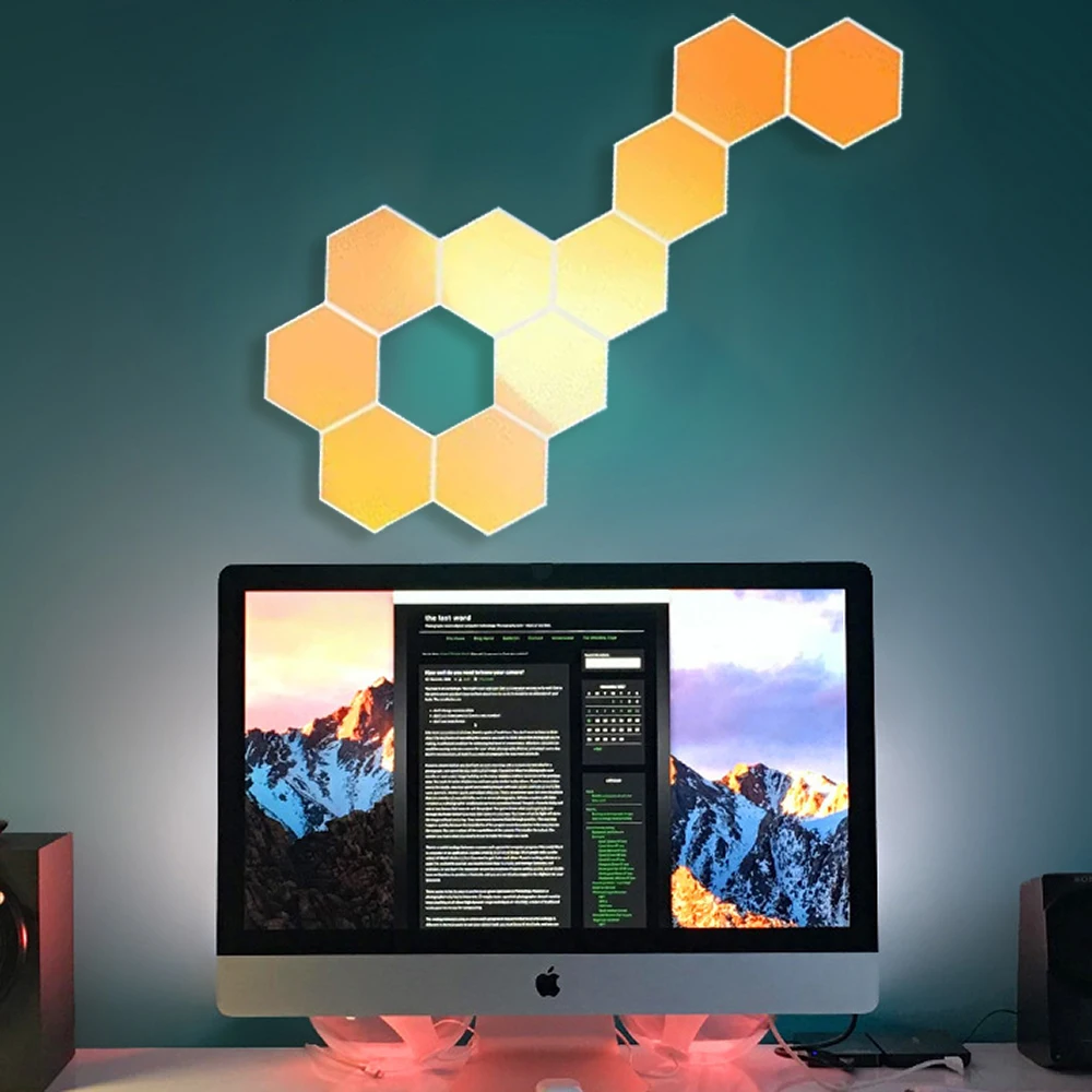 Smart LED Panel Wall Lamp Indoor Hexagonal LED Panel Light with DIY Touch Sensor for Living Room & Gaming Room