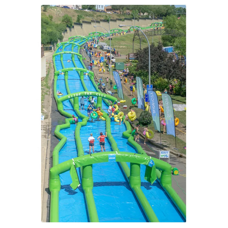 
 100 м длинная надувная водная горка, надувная большая городская горка, надувной водный парк для продажи.  