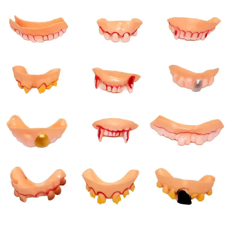 Halloween simulation dress up funny trick plastic soft braces false teeth buck teeth vampire teeth zombie front spot wholesale