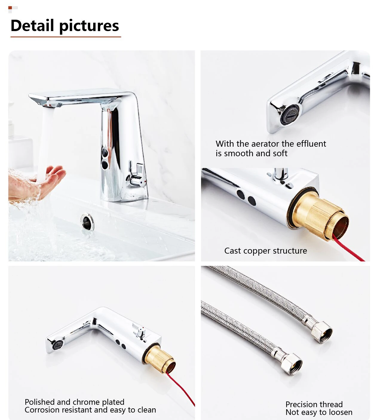 smart faucet tochless tap shipping free brass material polished chrome mixer water cold and hot ac220/ dc battery power