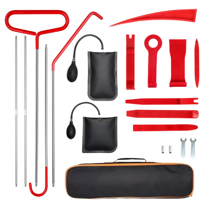 Locksmith Supplies Tools Professional Automotive Car Lockout Kit with Long Reach Grabber Air Wedge Non Marring Wedge Tool Bag