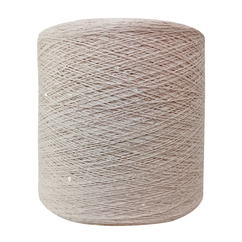 2024 Popular sequin yarn natural 3 stands cotton thread through with 3mm small sequins 1/7s yarn for knitting dress cloth