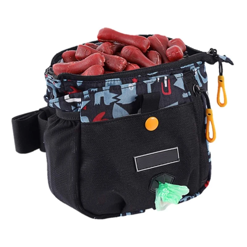 
Hands-free dog training treat pouch poop bag dispenser removable waist belt clip for everyday walks and training feed 