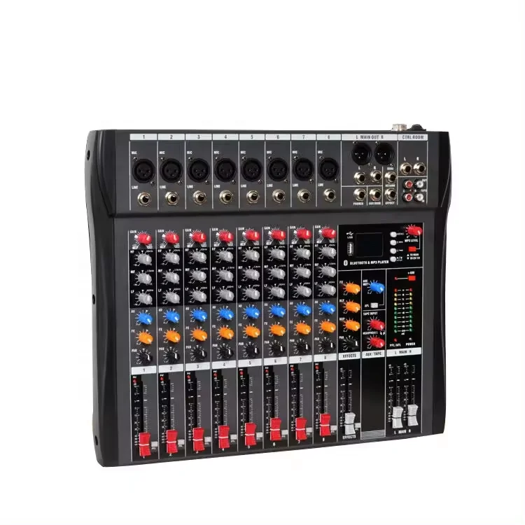 8 Channel Usb Digital Audio Mixer Microphone Sound Mixing Amplifier Built-in 48V High Performance Professional Console Mixer