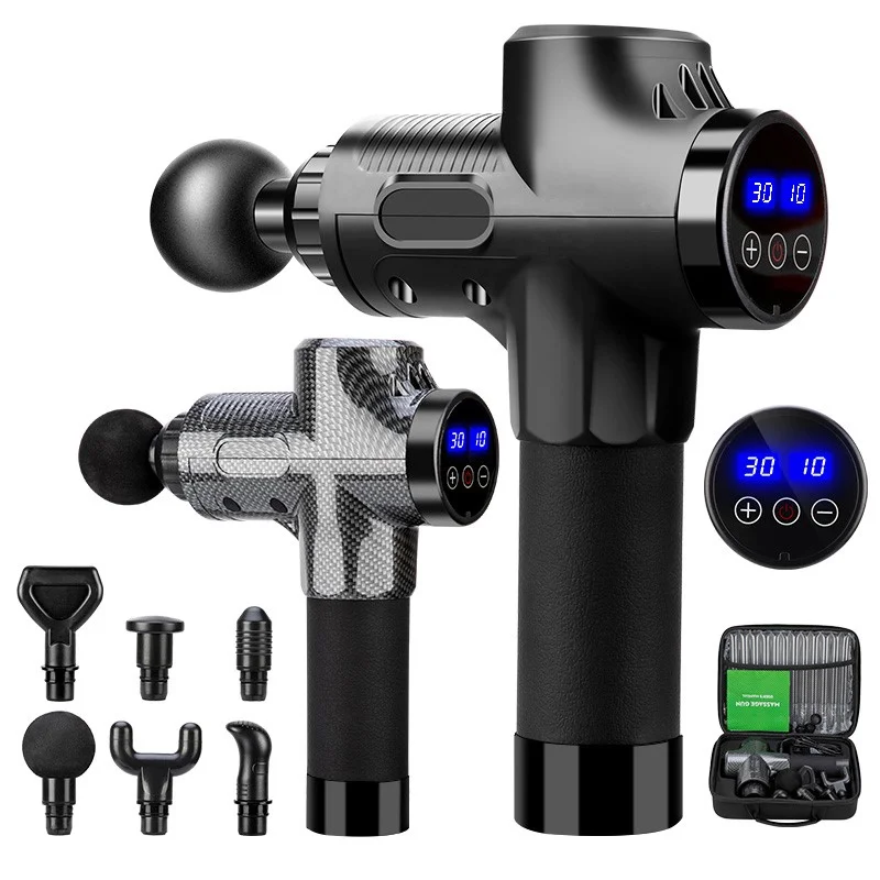 Handheld Body Low Noise Professional Portable Cordless Lithium Battery High Torque Motor Deep Muscle Massage Gun heating head