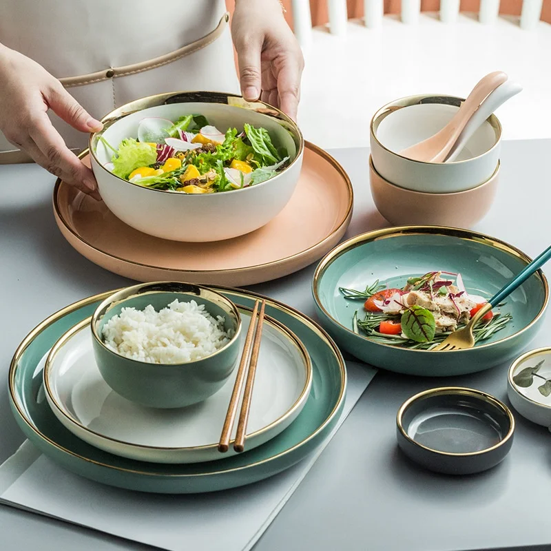 Cheap Price Dinner Set Of Dishes Steak Plate Colored Ceramic Dinner Plate