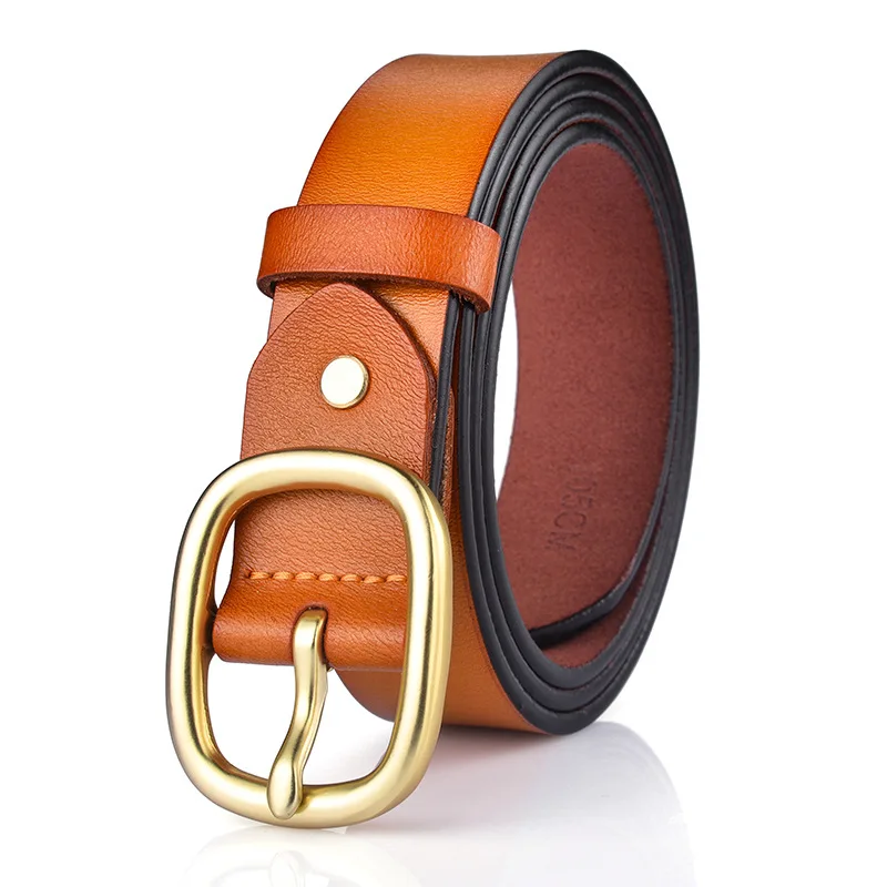 New Fashion Style Leather Jeans Belts Women Cowhide Lady Dress Belt With Pin Buckle Alloy for Wholesale