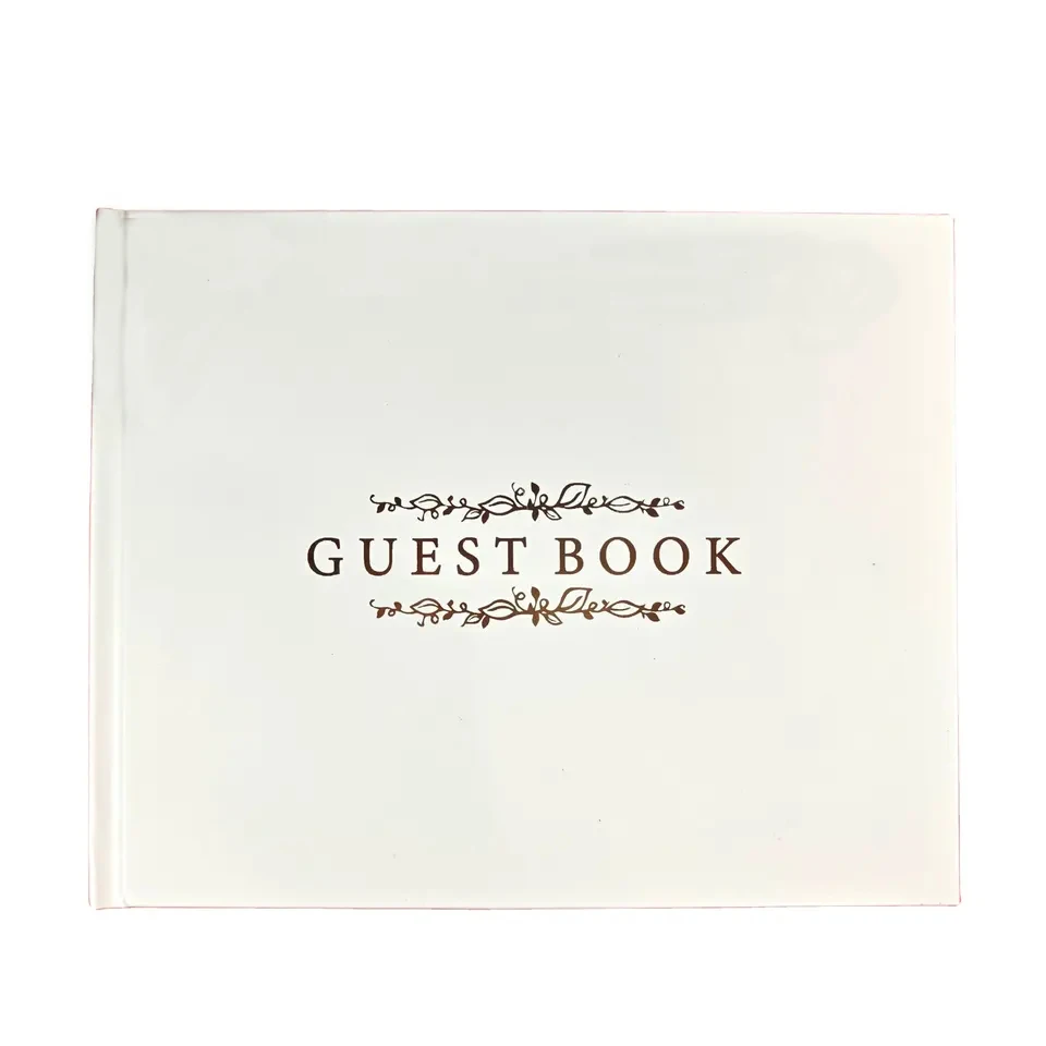 Personalized size printing hard cover guest book for wedding gift set gold foil stamping and protective corner