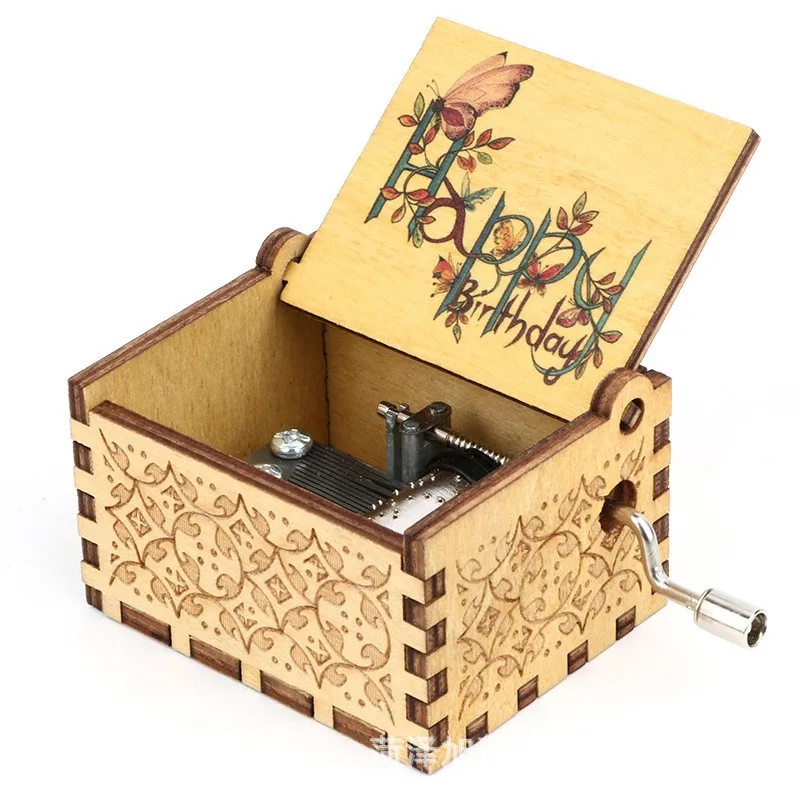 Decoration for Gift Box Music Home Decor Kids Musical Instruments Toys Engraving Hand Crank Wooden Music Box