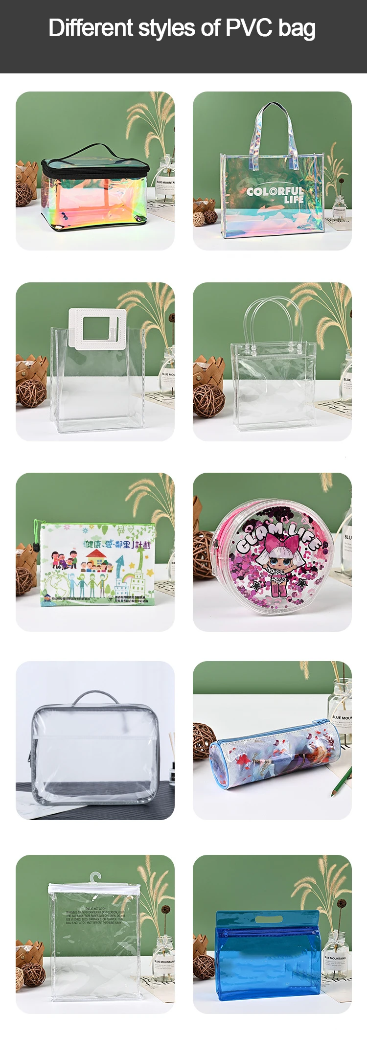 T1 Custom Plastic packaging bag with zipper for blanket and bedding sets of 4 pieces Transparent pvc bag