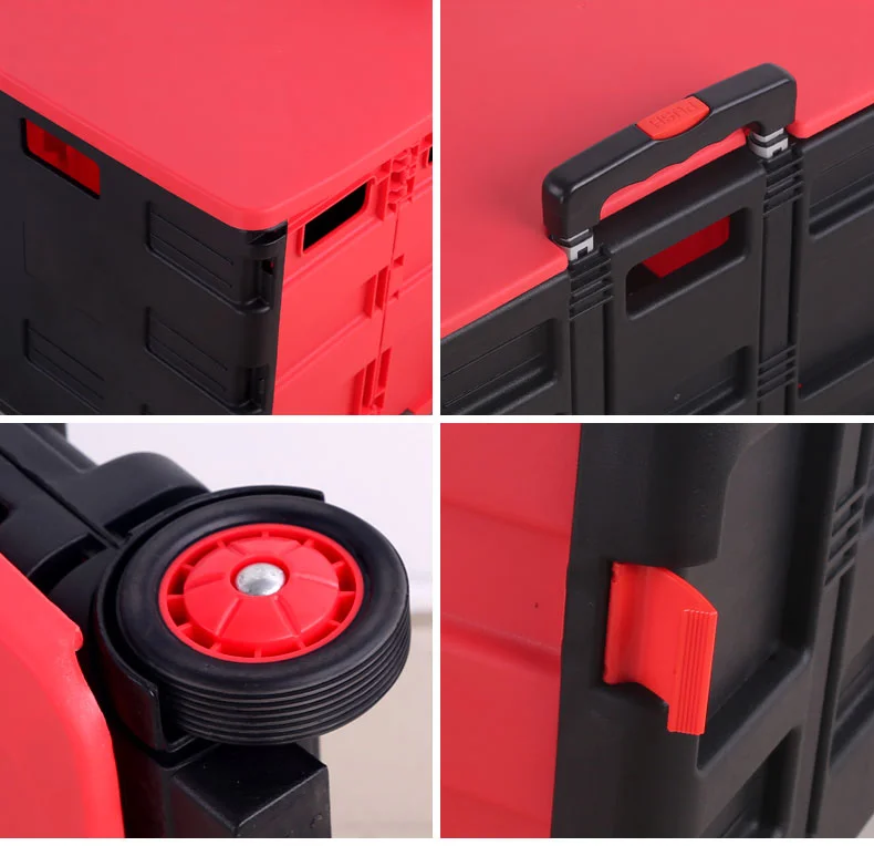 plastic folding shopping cart trolley foldable shopping crate trolley wholesale supermarket