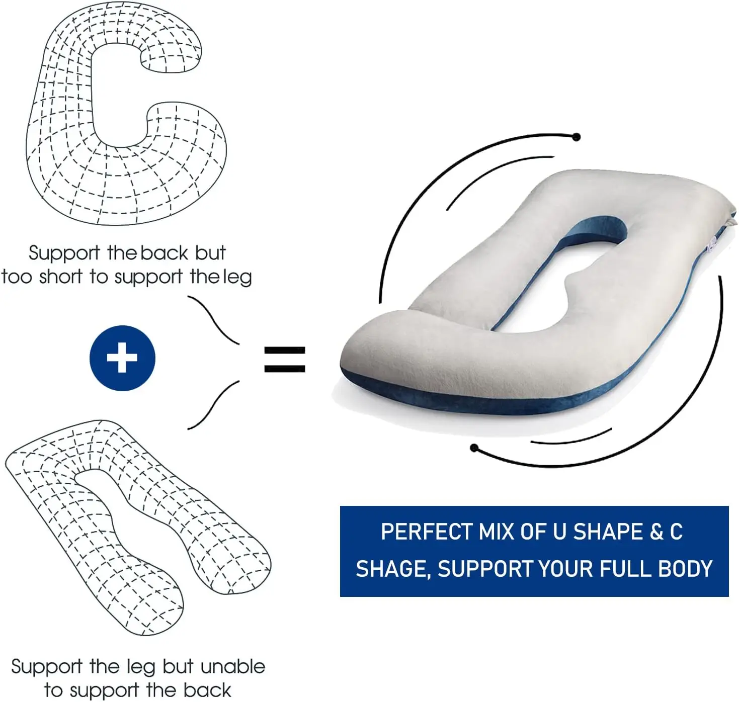 High Quality U-Shaped Nursing Pillow for pregnant woman Side Sleeping Waist Support Safety Fixed Maternity Pillow Multi-Colors