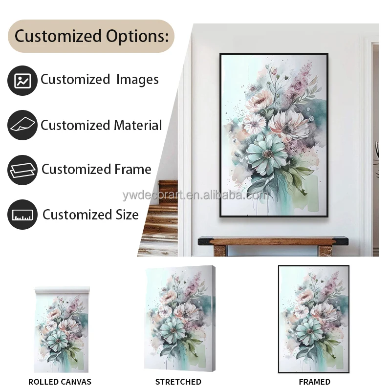 Wholesale High Quality Modern Framed Natural Flower Painting For Home Decoration
