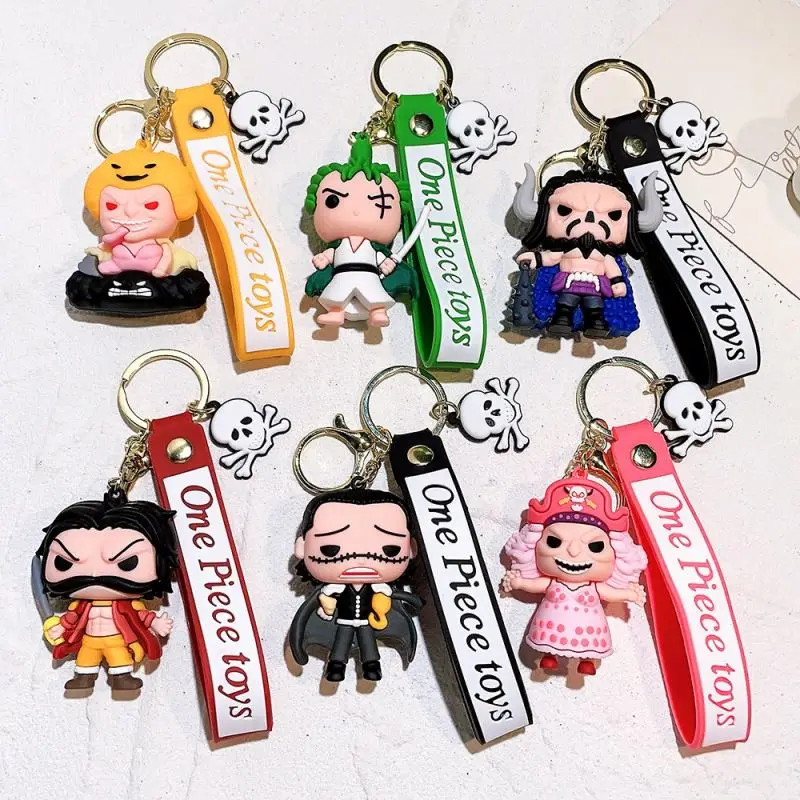 New 56 Styles One Pieces Series Gift PVC Rubber 3D Gear 5 Luffy Zoro Nami Cartoon Keychain Silicone Key Chain Ring
