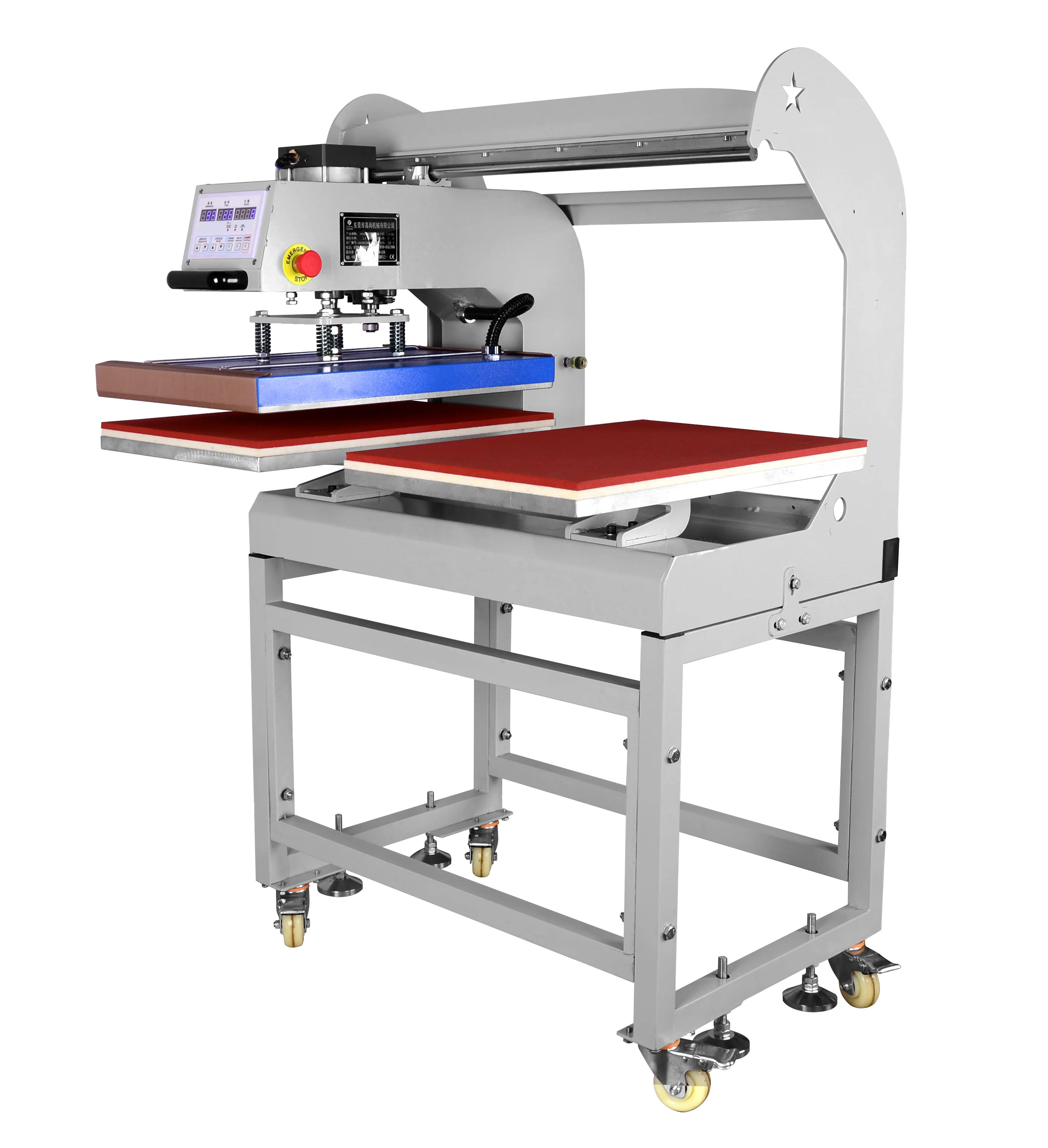 New design auto open air cylinder double tray dye sublimation polyester blank piece heat transfer machine