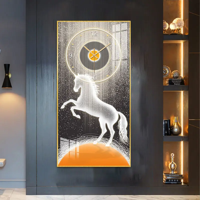 Nordic luxury wall clock fashion modern Crystal porcelain Glass abstract wall art decor modern home