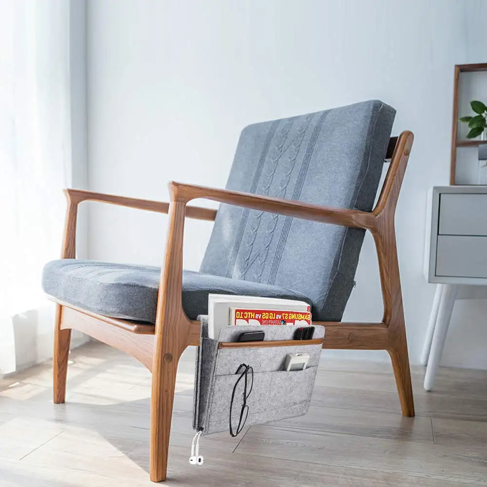 Felt Bedside Caddy Bedside Chair Hanging Storage Organizer for Holding Laptop Magazines