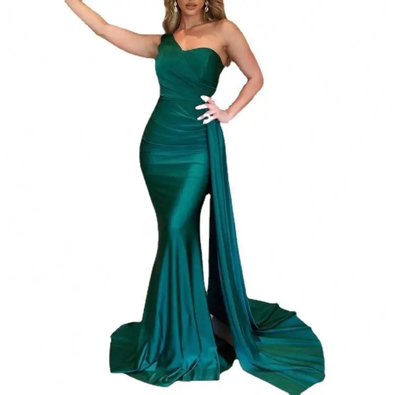 2023 spring new arrival women appeal one shoulder sage green bridesmaid dress