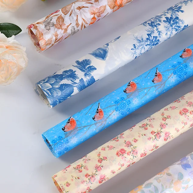 Custom Logo Printing  Colorful Floral Wrapping Paper Packaging Gift Wrap Tissue Paper
