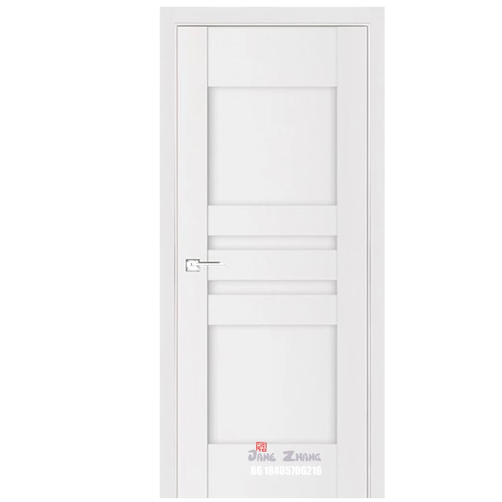 Luxury Interior Wooden Door Design White Color Solid Wood Three Panel Doors room door