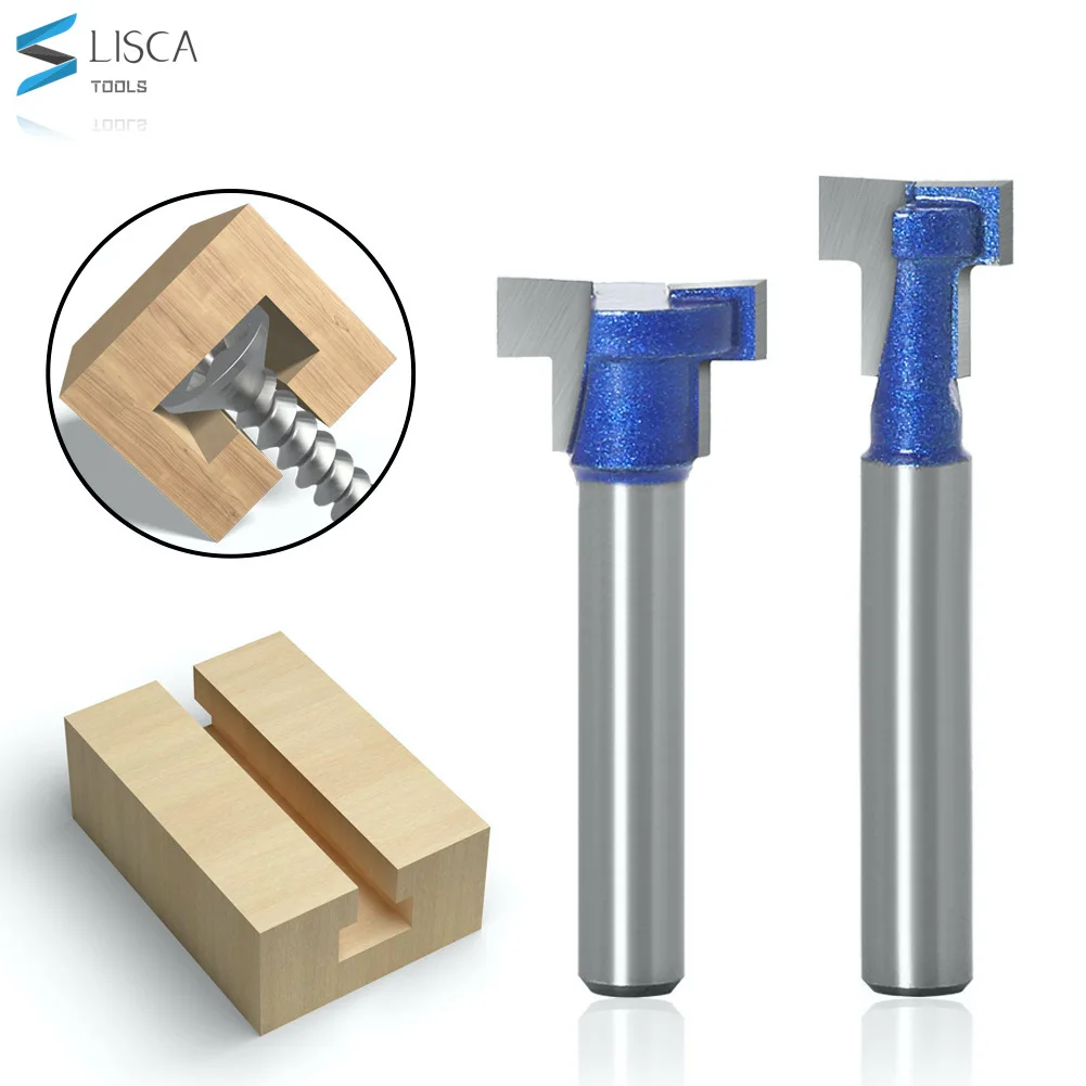 L-N243 6mm 1/4inch Shank T-Slot Cutter Router Bit Set Key Hole Bits Hex Bolt T Slotting Milling Cutter for Wood Woodworking Tool