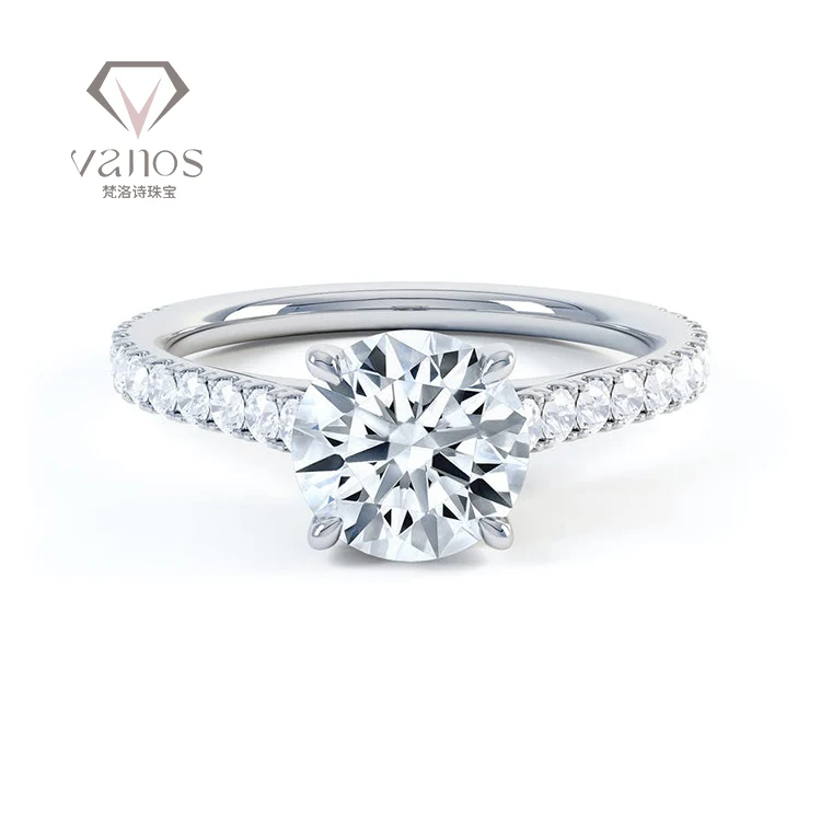 Vanos New Design Claw Setting HPHT Lab Grown Diamond Ring 9K 10K 14K 18k Rose Gold Fine Jewellery Lab Created Diamond Ring Price