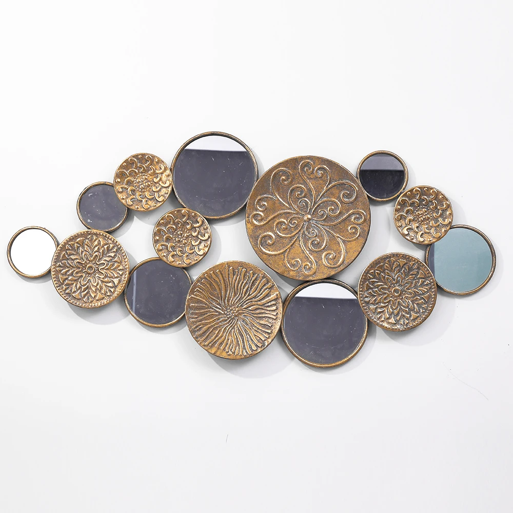 Luxurious home decoration with mirror iron wall hanging