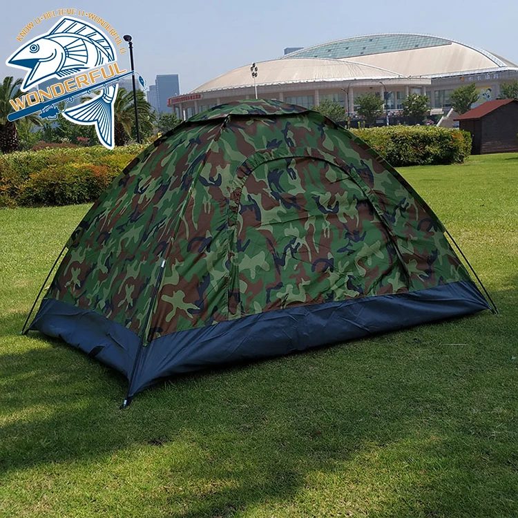 One Person Outdoor Travel Waterproof Single Layer Portable Folding Camouflage Camping Tent