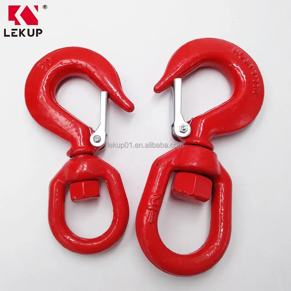 Heavy Duty Grade 80 Hoist Hook 5 Ton Crane Swivel Lifting Hook with Safety Latch G80 Chain Hook for Lifting Port Transportation