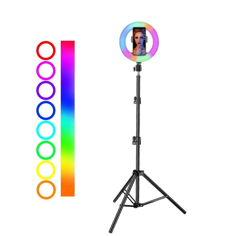 
New Fashion 8 inch RGB Ring Light With 1.7M Tripod Stand For Photography Makeup 
