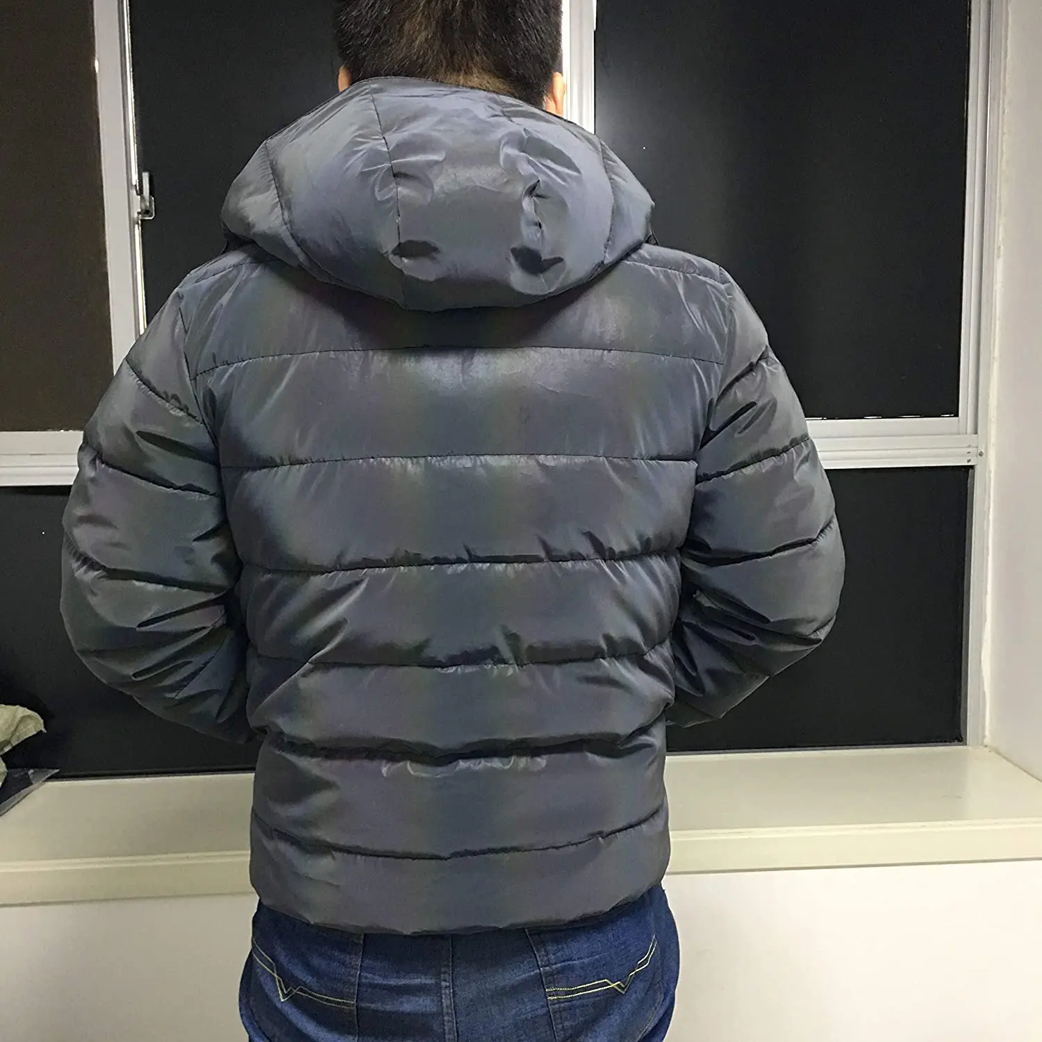 
Custom Logo Winter Puffer Jacket 3m Super Bright Reflective Jacket For Men 