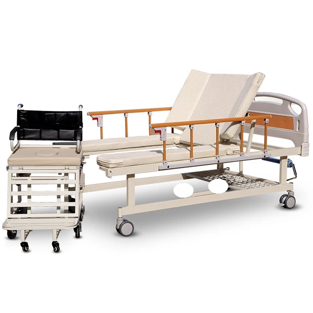 HOCHEY Medical Manual Multifunctional  Adjustable Homecare Bed With Manual Wheelchair For Patient Nursing Bed Price