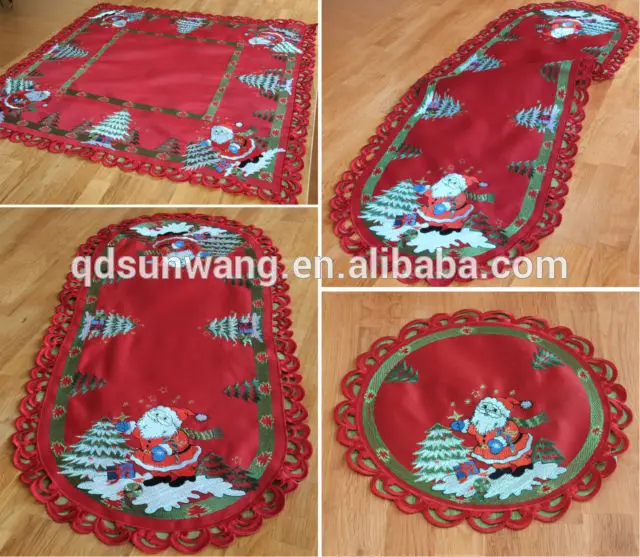 christmas embroidered table cloths with hand cutwork