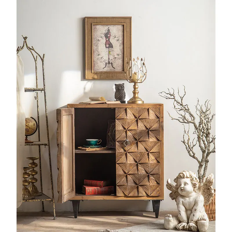 Scandinavian Style Antique Design Cabinet Wood Hallway Console 2 Doors Tableware Book Storage Cabinet Living Room Furniture