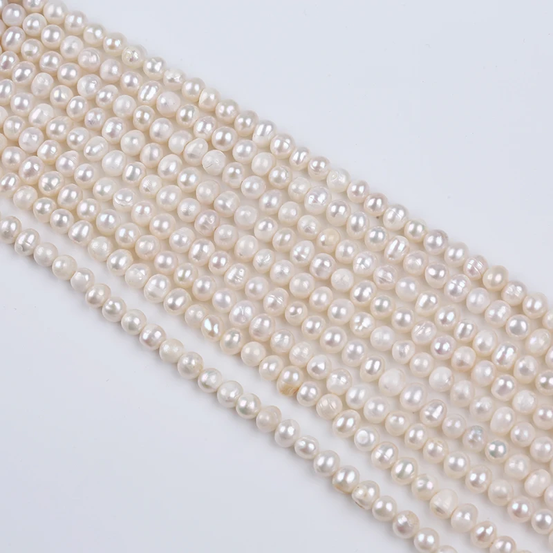 Natural White 5-6mm Freshwater Potato Pearl Strands For Sale