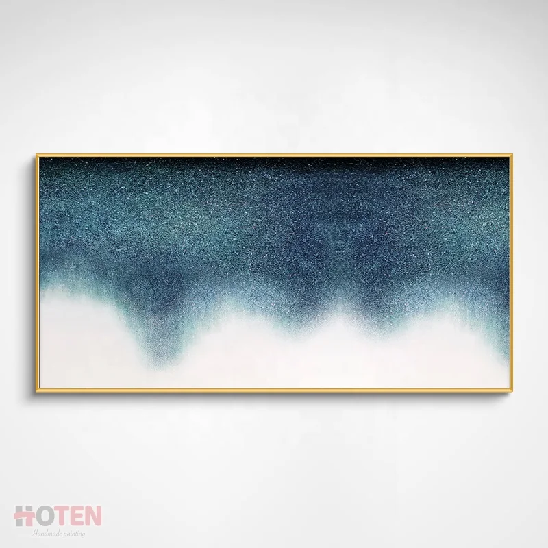 Pure hand-painted oil painting blue abstract modern starry sky decorative painting minimalist living room hanging painting