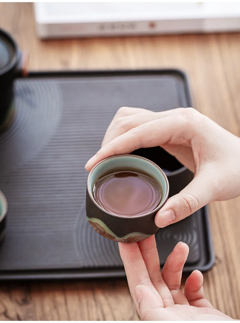 Travel Kung Fu Tea Pot Cup Set - Portable Chinese Ceramic Porcelain Teapot Infuser Gift Bag All in One for Outdoor Picnic