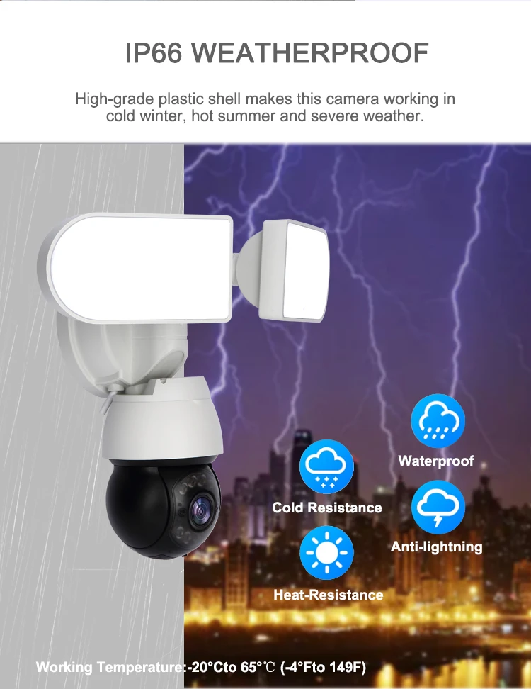 4MP Wifi Floodlight Colorful Ptz Network Camera Human Detection Auto Tracking Security Cctv IP Surveillance Camera