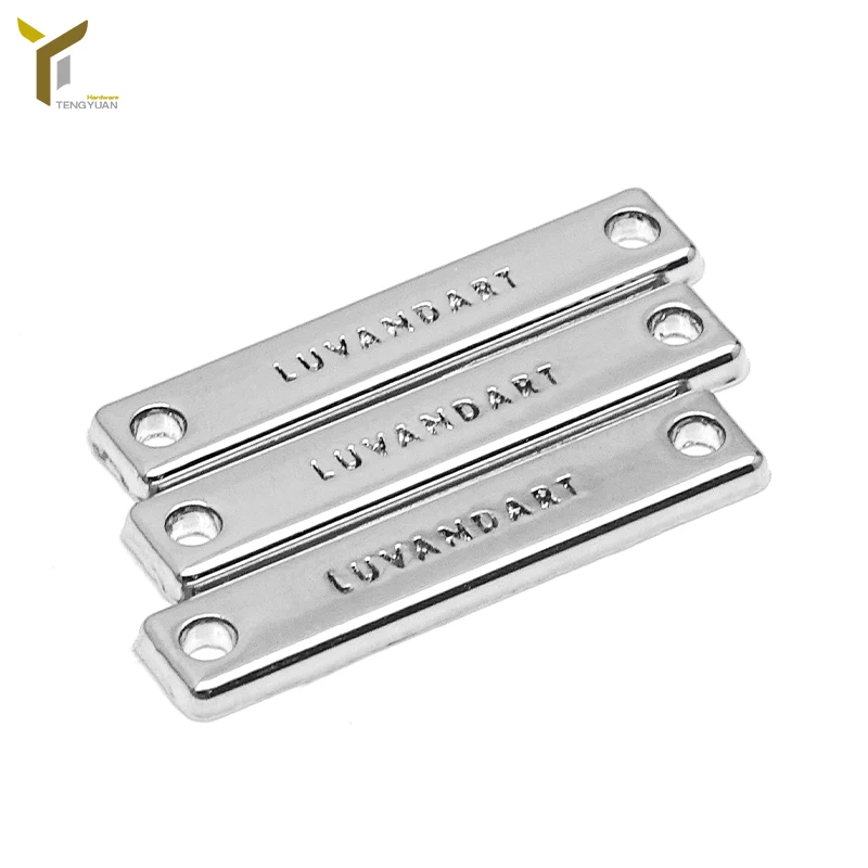 Rectangle letter trademark custom metal label logo for handbags bags decoration accessories