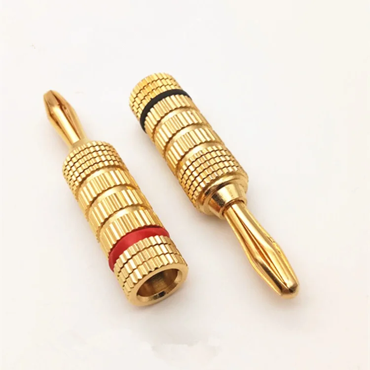newest all-copper 14K gold 4mm banana plug speaker cable plug audio speaker cable banana plug 4mm