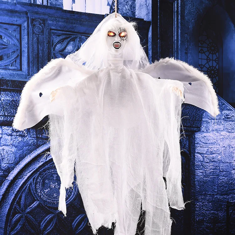 Halloween Hanging Flying Layout Props Eyes Light Voice Control Ghost Electric Decorative Pendant New Wholesale