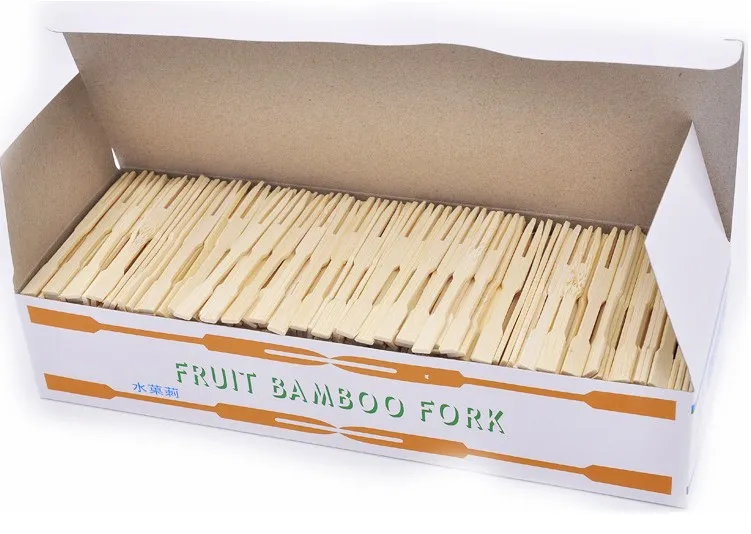 Disposable bamboo fruit forks cocktail fork with custom logo