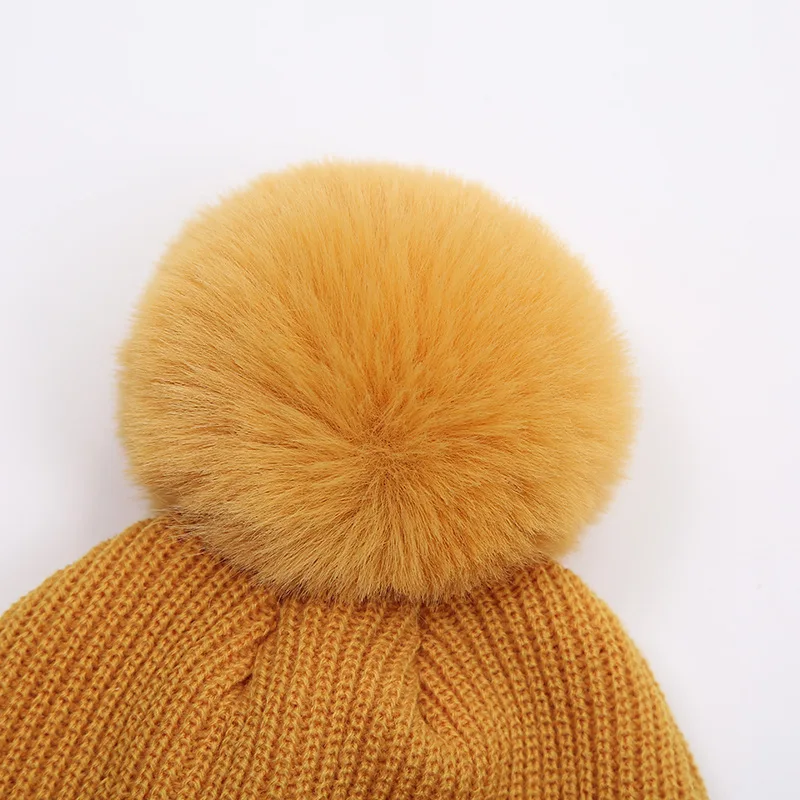Baby Knitted Winter Hat Boys Girls Pompom Cap Crochet Knitted Candy Color Toddler Beanie Cap Infant Kids Children Hairball Hats