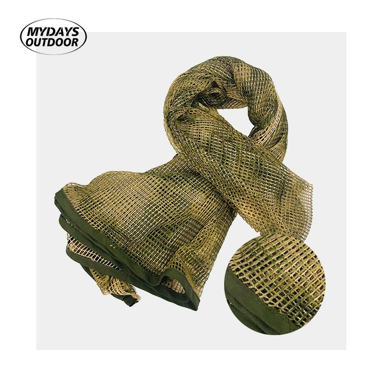 Mydays Outdoor Double-Sided Camo Pattern Mesh Net Portable Durable Breathable Tactical Hunting Shemagh for Outdoor Cycling