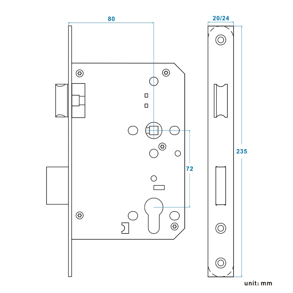 80mm Backset CE Mortise Lock