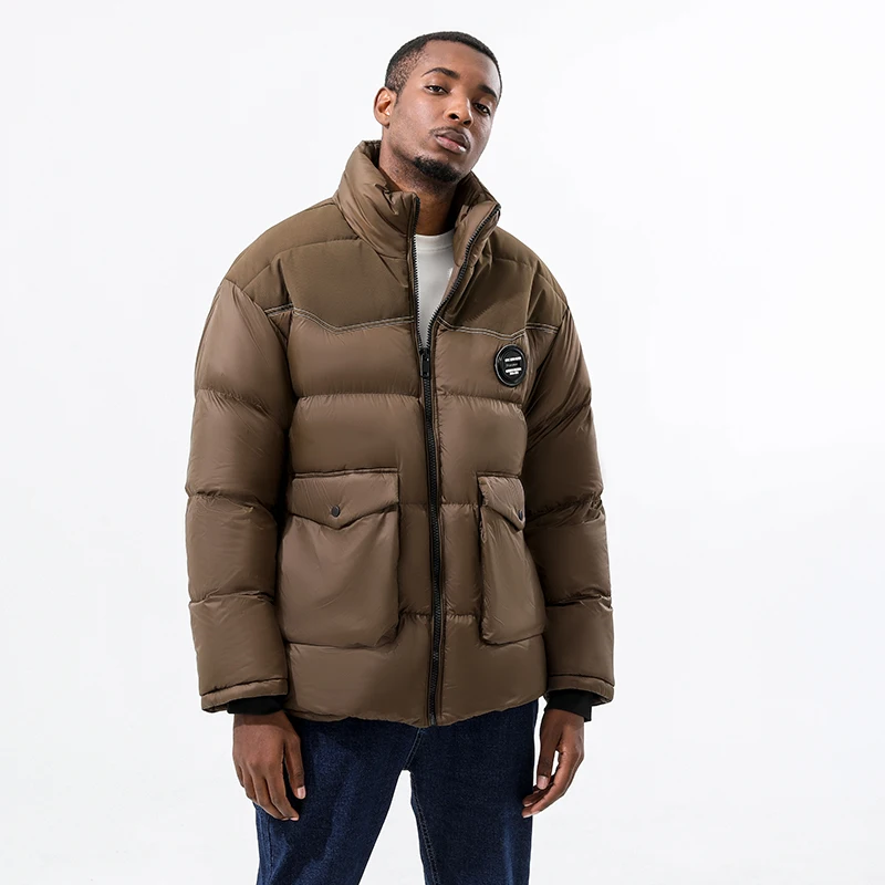 wholesale custom logo oem print winter bubble jacket men reflective duck down outdoor men puffer jackets and coats