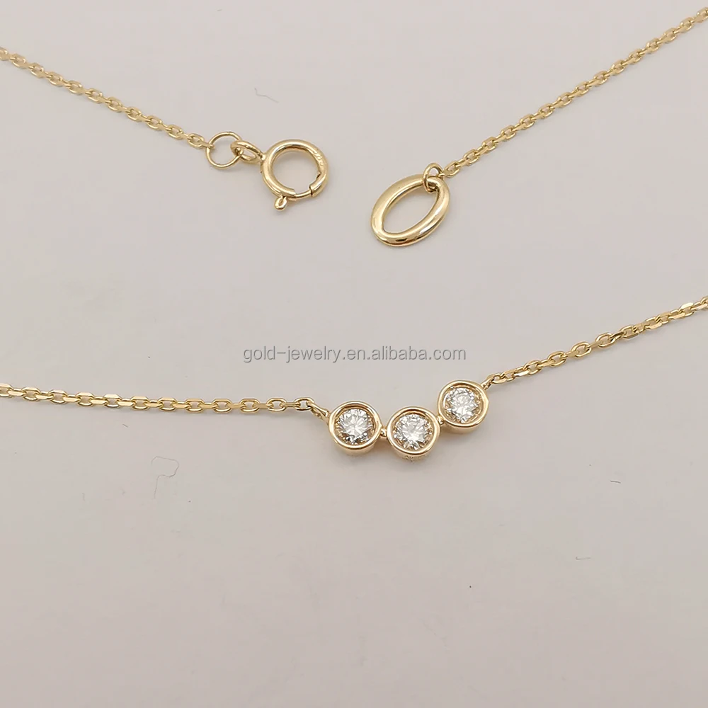 Роскошные изысканные ювелирные изделия AU585 14K сплошное желтое золото лабораторное бриллиантовое ожерелье популярный дизайн