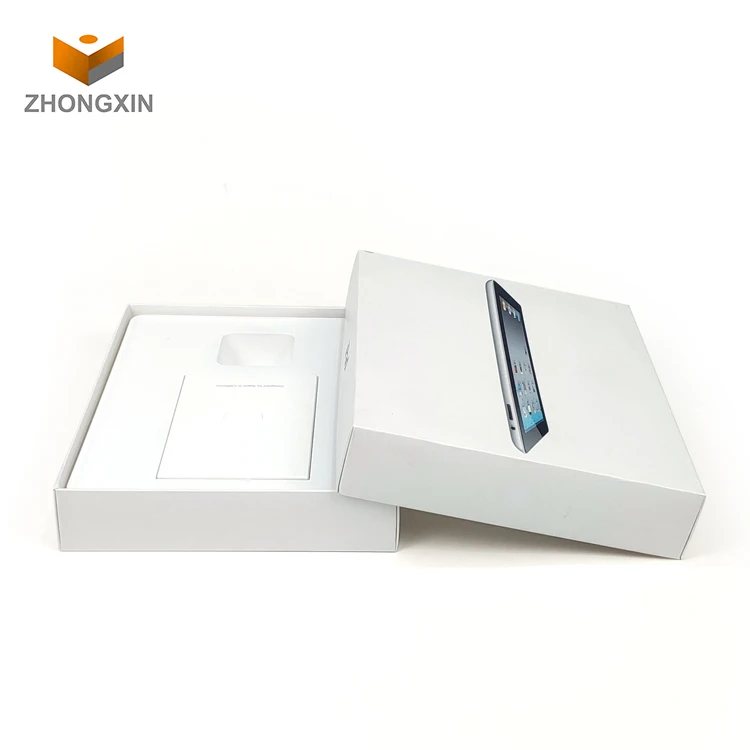 Oem Custom Wholesale Price Luxury White Hard Paper Lid And Base Mobile Phone Packaging Box For Ipad